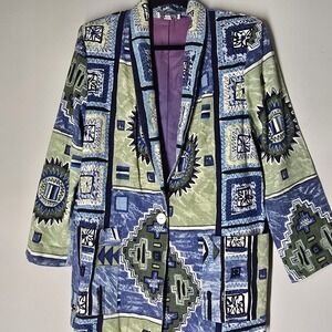 Vtg 90's Kensington Square Blazer Jacket Women's Medium Multicolor Art To Wear